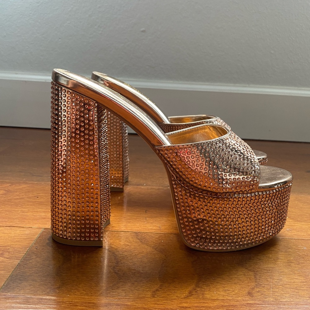 Olivia Rhinestone Rose Gold Platform Heels